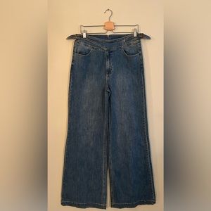 Paige Wide Leg Side Buckle Jeans